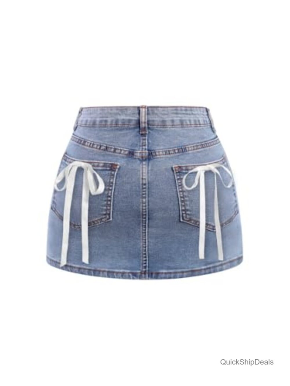 Avanova Women Bow Back Denim Mini Skirt Cute Bodycon Jean Skirt